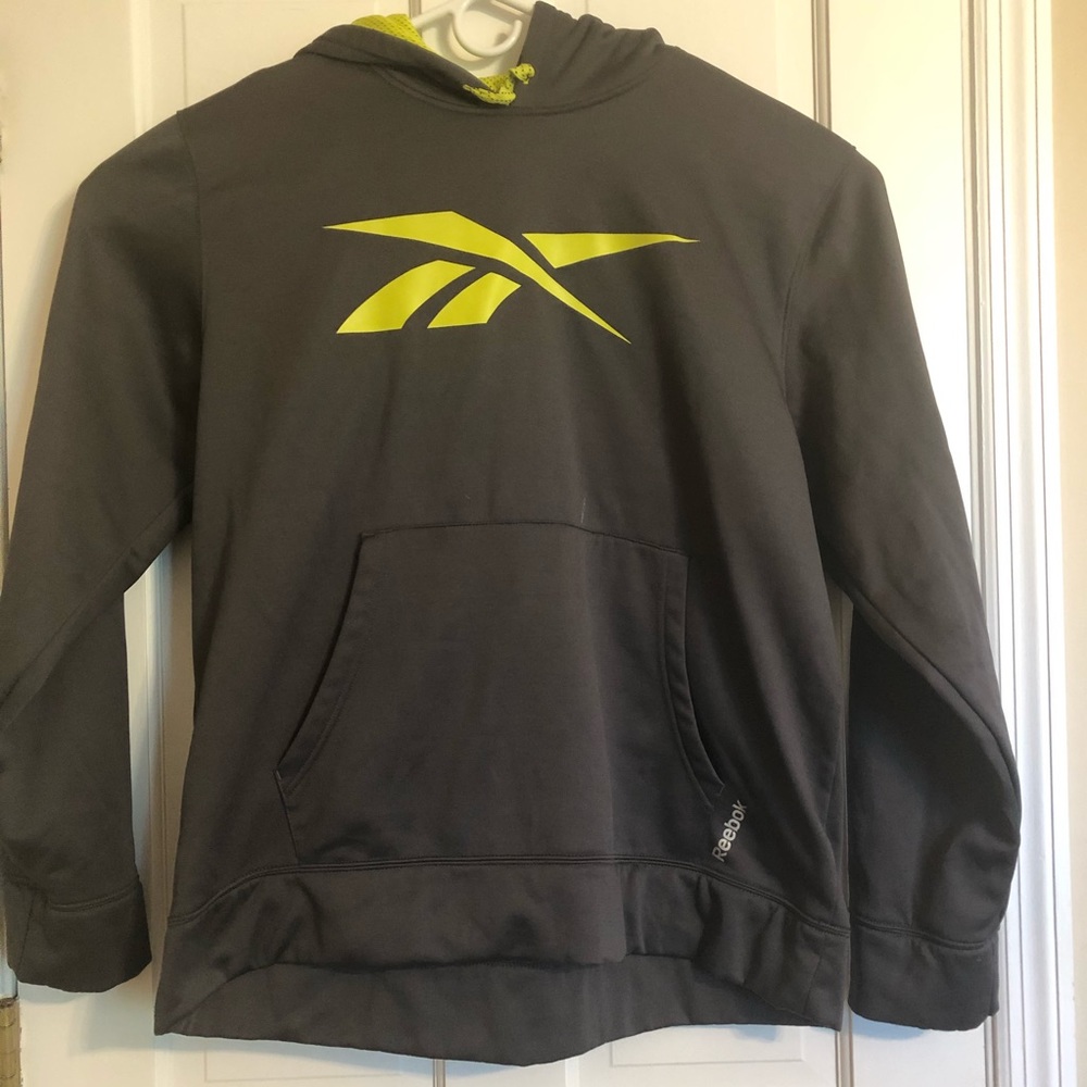 Reebok Men’s Big Logo Gray & Yellow Hoodie SZ L